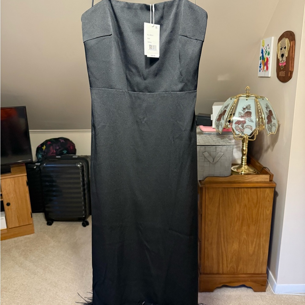Lucy Paris Black Strapless Midi Dress - NEW WITH TAGS